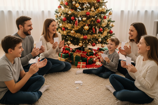 Printable Christmas game played by a family during Christmas