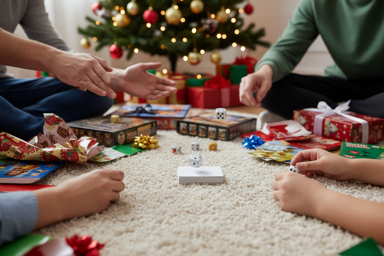prima! maar nu met kerstboom op achtergrond en ook een tiener en kind erbij